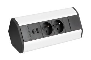 Rohová zásuvka DESIGN LIGHT Corner Box USB STN