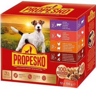 Propesko PES hovädzie kuracie králičie a losos vrecko 100 g (12 pack)