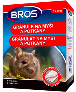 Rodenticíd BROS granule na myši a potkany 7x20g