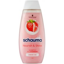 Schauma Nourish & Shine Jahody a mandľové mlieko šampón na poškodené vlasy 400 ml