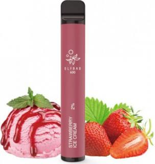 Elektronická cigareta Elf Bar 600 Strawberry Ice Cream 20mg (Parádní a chladivá. Taková je pořádně namražená zmrzlina s kousky jahod)