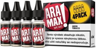 Liquid ARAMAX 4Pack Green Tobacco 4x10ml-12mg (Green tabák nabízí lehkou tabákovou příchuť s nádechem koření a sladké růže, která zanechá lehce pikantní příchuť)