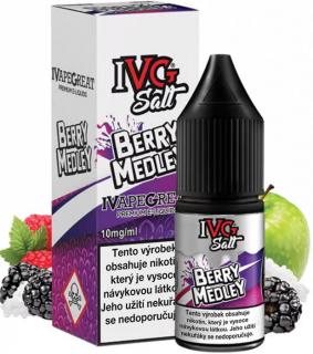 Liquid IVG SALT Apple Berry Medley 10ml - 20mg (Šťavnatá kombinace černého rybízu, maliny a jablka)