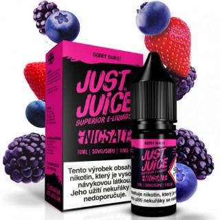 Liquid Just Juice SALT Berry Burst 10ml - 11mg (Dokonalá harmonie chutí bobulovitého ovoce ( borůvky, lesní jahody, ostružiny a maliny)