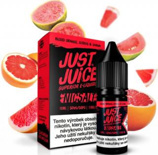 Liquid Just Juice SALT Blood Orange, Citrus &amp; Guava 10ml - 11mg (Autentická chuť zralého červeného pomeranče, nakyslých citrusových plodů a tropické guavy)