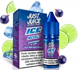 Liquid Just Juice SALT ICE Blackcurrant &amp; Lime 10ml - 11mg (Lahodná chuť černého rybízu s osvěžující limetkou a mátovým pohlazením)