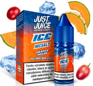 Liquid Just Juice SALT ICE Grape &amp; Melon 10ml - 11mg (Plná a bohatá chuť černého hroznového vína, která je při potahu doplněna chutí sladkého cukrového melounu)