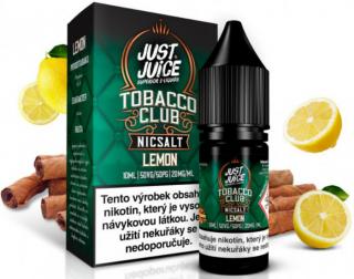 Liquid Just Juice SALT Tobacco Lemon 10ml - 11mg (Geniálně vyvážená kombinace plné a výrazné chuti tabákových listů a osvěžujícího nakyslého citronu)