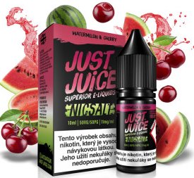 Liquid Just Juice SALT Watermelon &amp; Cherry 10ml - 11mg (Perfektně vybalancovaná chuť plná sladkých, kyselých a natrpklých tónů díky melounovému základu následovanému sukulentní chutí třešní)