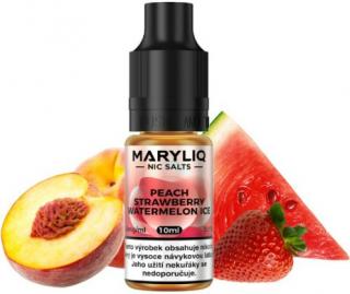 Liquid MARYLIQ Nic SALT Peach Strawberry Watermelon Ice 10ml - 20mg (Ovocný mix broskve, jahody a vodního melounu)