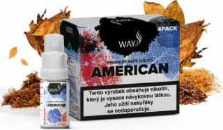 Liquid WAY to Vape 4Pack American 4x10ml-0mg (Oblíbená chuť amerického Virginia tabáku s jemně nasládlou dochutí.)