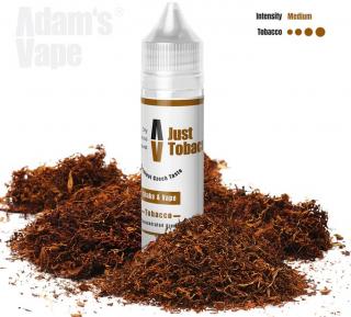 Příchuť Adam´s Vape Shake and Vape 12ml Just Tobacco (Ve vůni je zřetelný jemný, suchý tabák. Při potažení se k tabákovým listům přidá nádech zemitosti a štiplavosti. V závěru ucítíte jemný ocásek ořechů, které tabáku dodávají komplexnost a vyváženost)