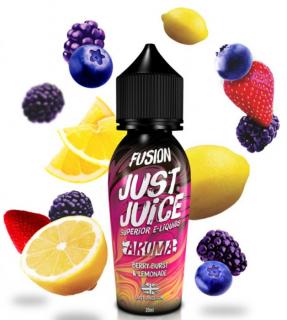 Příchuť Just Juice Shake and Vape 20ml Fusion Berry Burst &amp; Lemonade (Dvě oblíbené příchutě v jednom okouzlujícím mixu. Příchuť Fusion Berry Burst &amp; Lemonade tak propojuje sladkost a jemnost lesních bobulí s nakyslostí a svěžestí citronu a osvěžuj