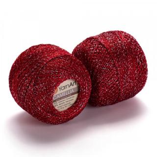 Yarn Art Camellia 416 červeno strieborná