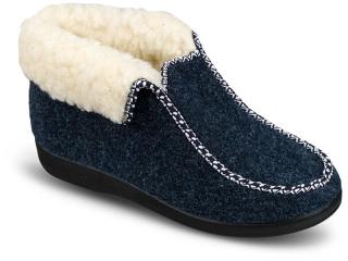 Dámske  celé uzavreté kožušinové papuče Mjartan - tmavomodré  (Dámske celé zateplené papuče na zimu 003)