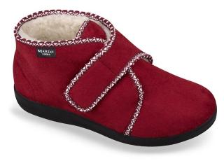 Dámske celé uzavreté zateplené papuče na suchý zips - bordové (Dámske kapce na suchý zips Mjartan )