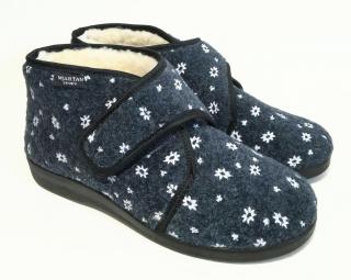 Dámske celé uzavreté zateplené papuče na suchý zips - TX43 (Domáca obuv Mjartan pre seniorov )