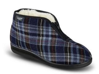 Pánske celé uzavreté papuče s zipsom- kárované zateplené (Pánske zimné papuče Mjartan  pre seniorov )