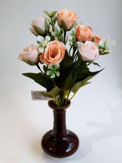 Umelé miniruže oranžové  (Umelá kytica ruží )