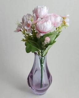 Umelé pivonky ružové  (Kytica pivonka + doplnky )
