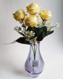 Umelé ruže žlté  (Umelá ruža - kytica )