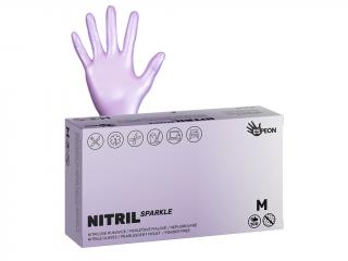 Espeon Nitrilové rukavice NITRIL SPARKLE 100 ks, nepudrované, perleťovo fialové, 4.0 g Velikost: M