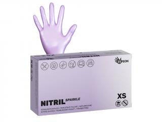 Espeon Nitrilové rukavice NITRIL SPARKLE 100 ks, nepudrované, perleťovo fialové, 4.0 g Velikost: XS