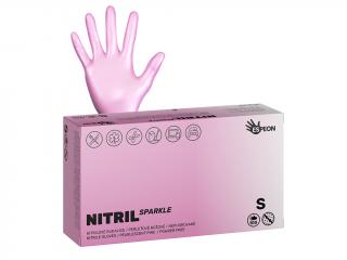 Espeon Nitrilové rukavice NITRIL SPARKLE 100 ks, nepudrované, perleťovo ružové, 4.0 g Velikost: S