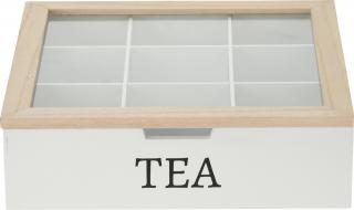 Darčeková krabička na čaj drevená 9 priehradok 3 varianty Farba: Biela