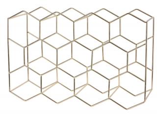 Kovový stojan na víno pre 11 fliaš design hexagon Farba: Zlatá