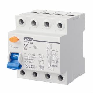 Vekon Residual current circuit breaker VDF-32/40/63A 4P RCCB, Rated current         63A