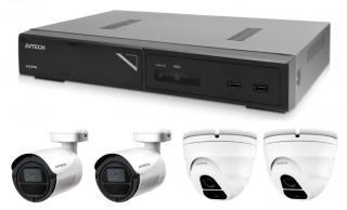 Kamerový set 1x AVTECH NVR AVH1109, 2x 2MPX IP Bullet kamera AVTECH DGM2103ASVP a 2x 2MPX IP Dome kamera AVTECH DGM2203ASVSEP + 4x Kábel UTP 1x RJ45 - 1x RJ45 Cat5!