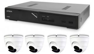 Kamerový set 1x AVTECH NVR AVH1109 a 4x 2MPX Motorzoom IP Dome kamera AVTECH DGM2443SVSE + 4x Kábel UTP 1x RJ45 - 1x RJ45 Cat5e 15m!