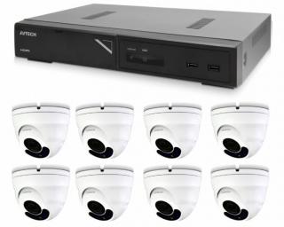 Kamerový set 1x AVTECH NVR AVH1109 a 8x 5MPx IP Dome kamera AVTECH DGM5406ASE + 8x Kábel UTP 1x RJ45 - 1x RJ45 Cat5e 15m!