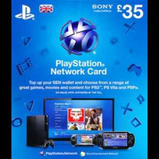 Sony Playstation Network Card PSN 35 UK