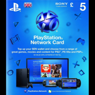 Sony Playstation Network Card PSN 5 UK