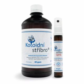 Koloidní stříbro s.r.o. KOLOIDNÉ STRIEBRO 500 ML + 25 ML SPREJ 40 PPM