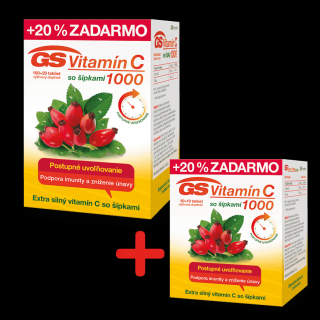 GS Vitamín C 1000 so šípkami, 120 tabliet + GS Vitamín C 1000 so šípkami, 60 tabliet