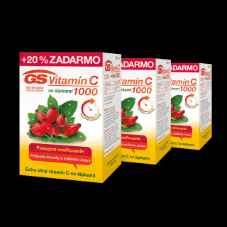 GS Vitamín C 1000 so šípkami, 3 x 120 tabliet