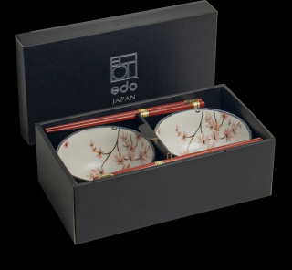 edo Japan Set misiek s kvietkami s paličkami pre 2 osoby EDO JAPAN