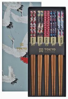 Tokyo Design Studio Čínske paličky set 5 párov vták žeriav v krabičke