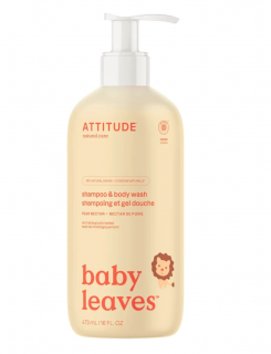 Attitude Baby Leaves Detské telové mydlo a šampón s vôňou hruškovej šťavy 2v1 (473 ml)