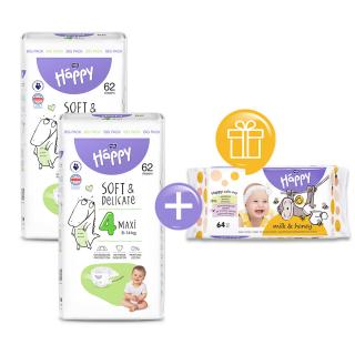 Bella Happy 2x Bella Baby Happy Detské plienky Maxi Big Pack veľ. 4 (62 ks)