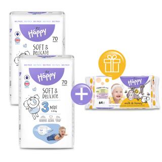 Bella Happy 2x Bella Baby Happy Detské plienky Midi Big Pack veľ. 3 (70 ks)