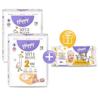 Bella Happy 2x Bella Baby Happy Detské plienky Mini Big Pack veľ. 2 (78 ks)