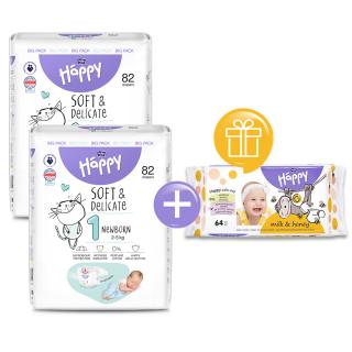 Bella Happy 2x Bella Baby Happy Detské plienky New Born Big Pack veľ. 1 (82 ks)