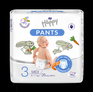 Bella Happy Pants Detské plienkové nohavičky Midi veľ. 3 (26 ks)