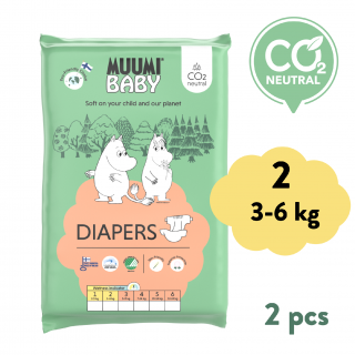 Muumi Baby 2 Newborn 3-6 kg (2 ks), eko plienky