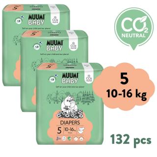 Muumi Baby 5 Maxi+ 10-16 kg (132 ks), mesačné balenie eko plienok