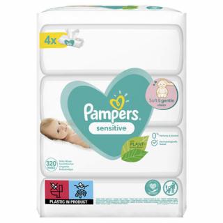 Pampers Sensitive XXL Detské vlhčené obrúsky pre citlivú pokožku (4× 80 ks)